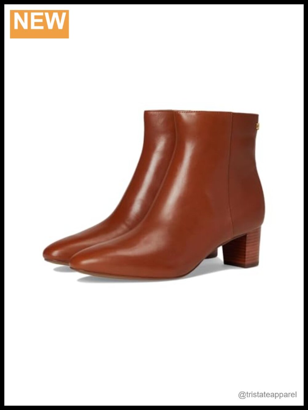 Leather Ankle Booties Block Heel Zip Closure Women's Boots